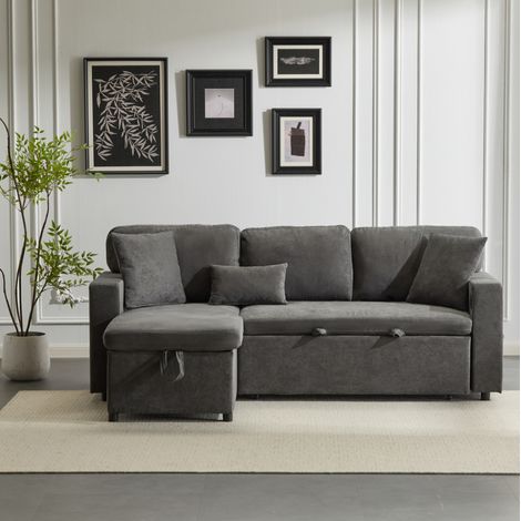 Sofá cama rinconero con almacenaje USB gris oscuro XL OKMYHOME (1/5)