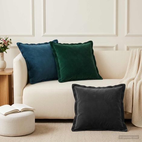 Irovami Lot de 2 housses de coussin, vert foncé, velours, 45x45 cm (1/5)