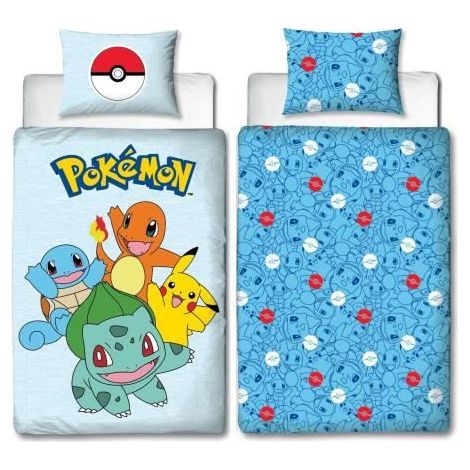 Reversible Bettwäsche - POKEMON - Pikachu und Starter 1G III - Mikrofaser - 1 Bettdecke 140 x 200 cm + 1 Kissenbezug 63 x 63 cm (1/5)