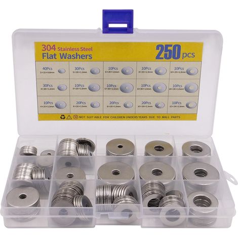 Lot de 250 rondelles métalliques pour gonds de porte, 15 tailles différentes (1/5)