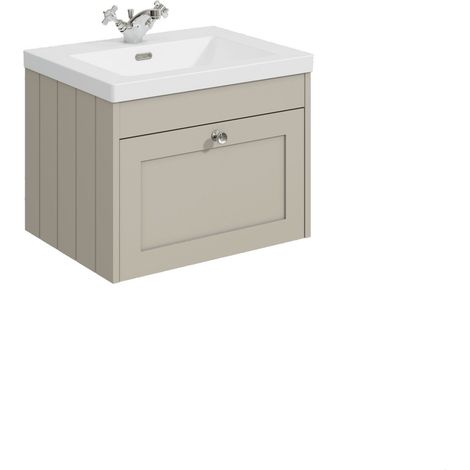 Balterley Butterton 600mm Wall Hung 1 Drawer Unit & Minimalist Basin 1 Tap Hole - Pebble Grey