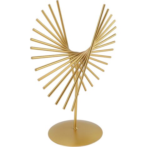 Sculpture décorative abstraite et luxueuse en métal, aux lignes géométriques, avec socle, idéale pour la maison, le salon ou le bureau. (1/5)