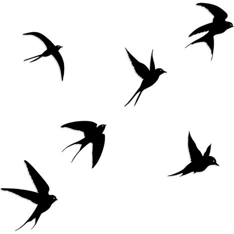 Décorations murales en métal pour oiseaux,6pcs Black Birds Metallic Wall Art Decor,Swallow Metal Outdoor Hanging Decorative,Bird Wall Sculpture for Home Kitchen Patio Living Room Bathroom Garden (1/5)