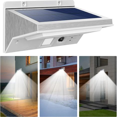 (Lampes solaires - Lumière blanche) Lampe solaire d'extérieur avec détecteur de mouvement, étanche, compatible avec les appliques murales LED, pour l'éclairage de jardin et la décoration de jardin. Éc (1/5)