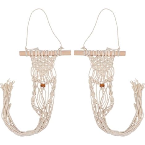 Hemoton Sac suspendu pour plantes en corde de coton tissée à la main, lot 2 (1/5)