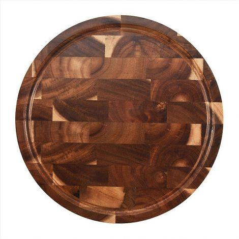 Planche à découper ronde en bois massif, bloc de boucherie en bois de bout, plateau de coupe robuste pour cuisine professionnelle. (1/5)