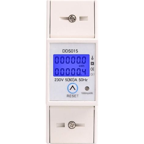 Compteur Électrique Monophasé 80A Modulaire Affichage LCD Simple Tarif Remise à Zéro Partielle (1/4)