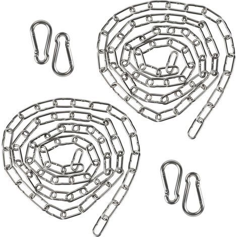 2 x 1.5 Mètre Chaîne en Acier Inoxydable 3mm Chainette avec 4 Mousquetons. Promenade. Chaîne de Chien Chaîne De Séchage Robuste Charge Chaîne D'ancrage Chaîne Balançoire. Maximale de 80KG (1/5)