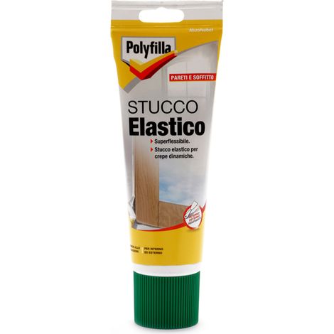 POLYFILLA STUCCO ELASTICO per muro Interno e Esterno, Flessibile e Resistente alle Dilatazioni per per crepe vive su qualsiasi supporto muro cemento legno metallo plastica, in PASTA, BIANCO 330 GR
