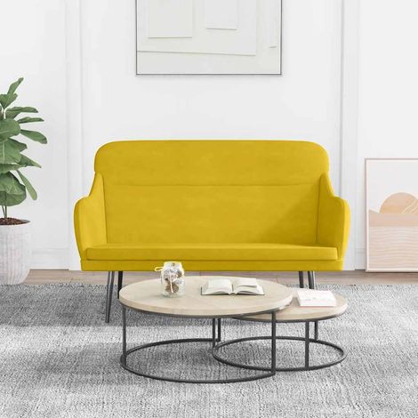 Sitzbank Gelb 110x76x80 cm Samt