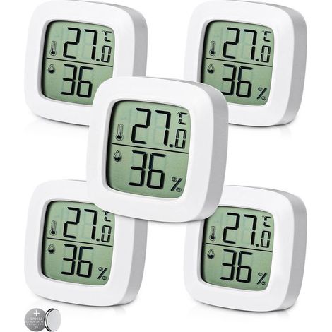 5-piece digital thermometer-hygrometer set for indoor use, comfort level display, small, high-precision digital thermometer-hygrometer, baby room thermometer for living room, warehouse and bedroom (1/5)