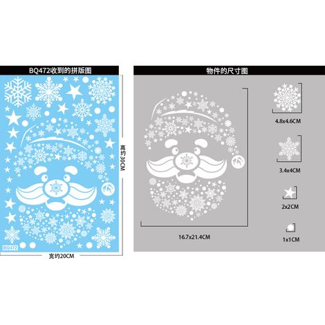 Autocollants de Noël, flocons de neige blancs, cadeaux, sapin du Père Noël, autocollants pour fenêtres, bonhomme de neige, chaussettes de Noël, rennes, décorations de fenêtres, autocollants statiques.