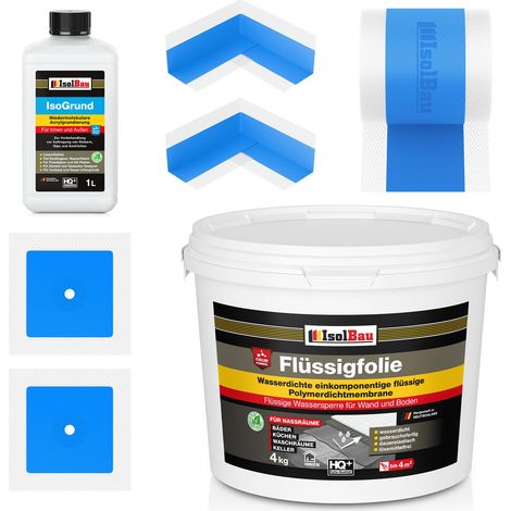 Dichtset Flüssigfolie 4 kg Dichtband Innenecken Bad Dichtfolie Duschabdichtung (1/5)