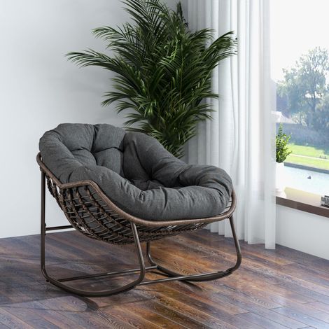 Meuble jardin fauteuil à bascule oeuf gris acier OKMYHOME