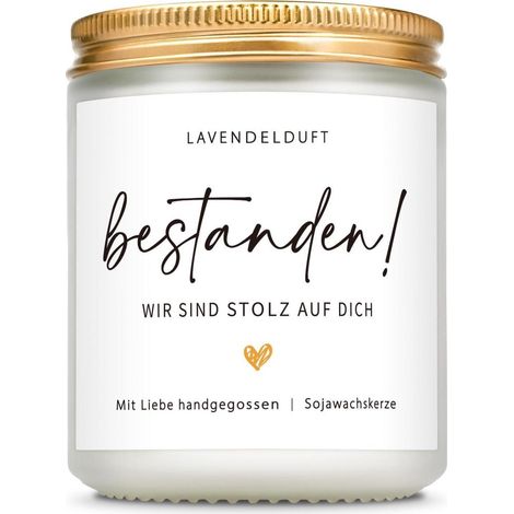 Duftkerze Lavendel handgegossen - Geschenk bestandene Prüfung, Abschluss, Führerschein