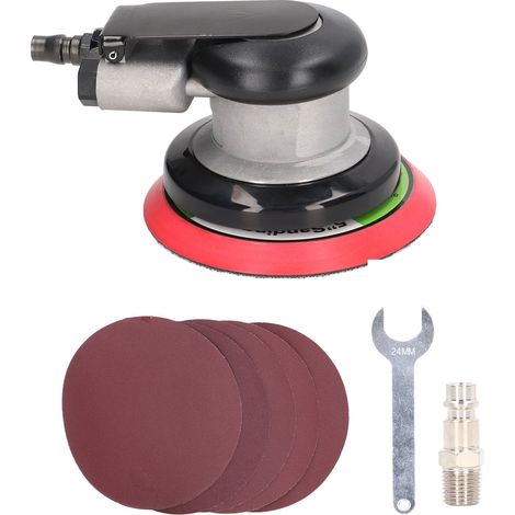 Kit de polisseuse à disque pneumatique 5 pouces, ponceuse à paume, papier abrasif, machine de meulage, entrée 1/4 pouce, 10000 tr/min (1/5)