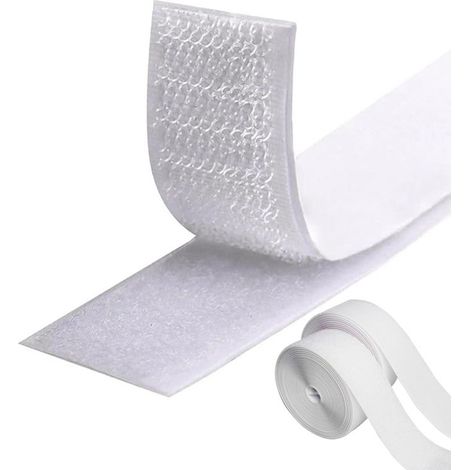 Rouleau velcro, support autocollant, pour couture, DIY, 2 cm x 500 cm, blanc (1/5)