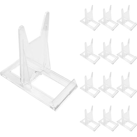 12 Pièces Chevalets Transparents Présentoir de Livre, Support de Présentation Réglable, Supports de Plaque Affichage en Plastique, pour CD Menu, Publicité, Assiette Decorative, Photo (1/5)