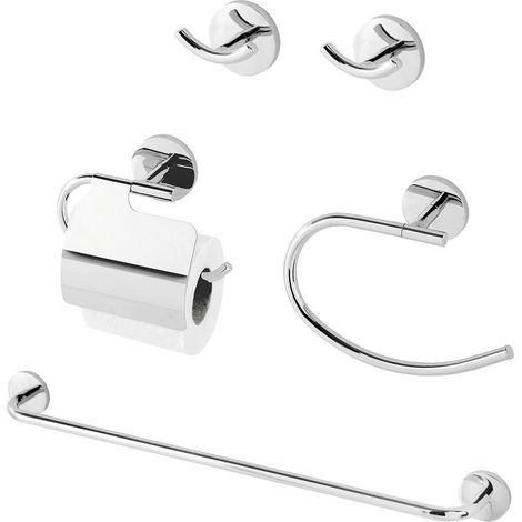 Set accessori a muro 5 pezzi in acciaio cromato e viti incluse Bora (1/5)