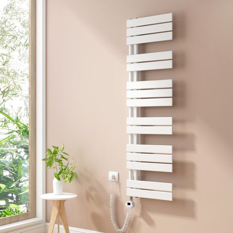 Heilmetz Radiadores Toalleros Eléctricos Unilateral Secatoallas Con Barra Calefactora Eléctrica 140x40cm 600W Blanco (1/5)
