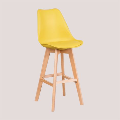 SKLUM Nordischer Barhocker mit Kunstlederkissen Gelb Curry ↑75 cm