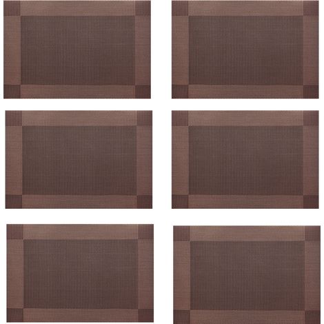 Lot de 6 sets de table en PVC lavables, coloris marron, style européen décoratif (1/3)