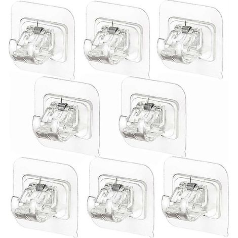 Lot de 26 supports de tringle à rideaux sans perçage, crochets adhésifs réglables et transparents. (1/5)