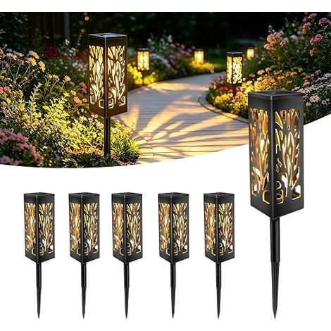Set of 6 Solar Outdoor Garden Lights, Solar Lantern, Outdoor Solar Light, IP44 Waterproof, Warm White, Solar Garden Decoration Lamps for Balcony, Patio, Path, Lawn (1/5)