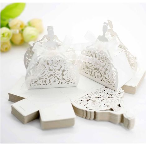 50 Pièces Petite boîte cadeau,Boîte Cadeaux,Bonbons Boite Cadeau avec Ruban,Boîtes de Bonbons Noël,Pour Cadeau De Bricolage, Mariage, FêTe (1/5)