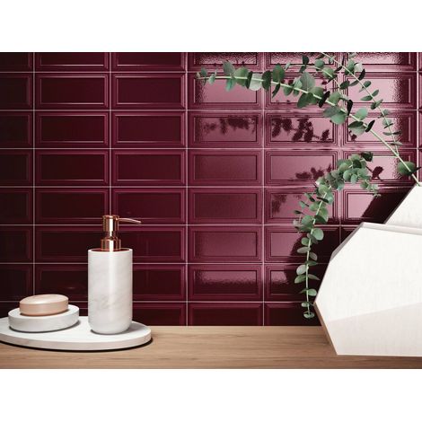Carrelage mural faience effet classique KNIGHTSBRIDGE Brick 13x6.5cm Cherry - Brillant - boîte de 0.47 m2 Brick 13x6.5cm Cherry - - boîte de 0.47 m2