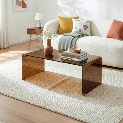 Couchtisch Väsas 90x45x35 cm gehärtetes Glas Braun [en.casa] (1/5)