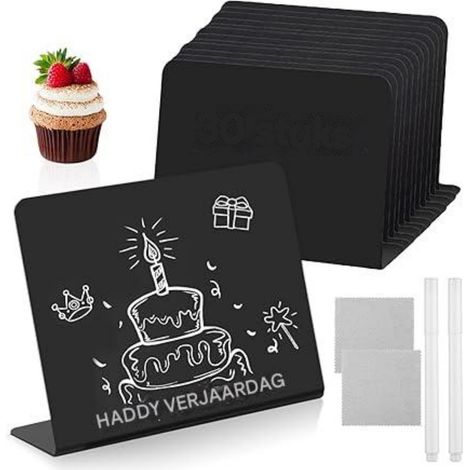Tablillas De Pizarra - Forma En L - 10 X 7 5 X 3 Cm - Para Numeracion De Mesas Buffet Y Eventos - Metal Negro - 30 Unidades (1/5)