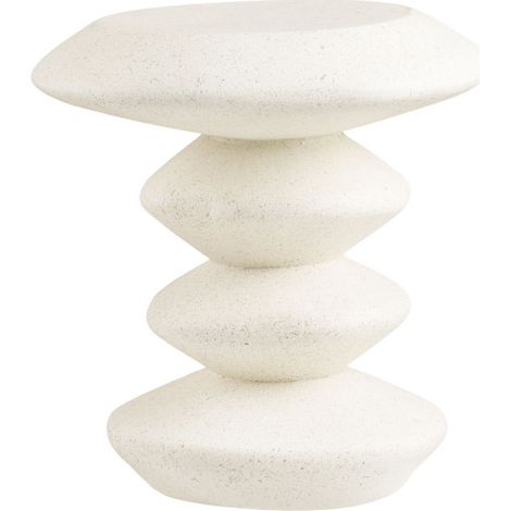 M&S – Table d'appoint ronde en fibre d'argile ø36cm – Hauteur 45cm – Compacte pour petits espaces – Design brut et naturel (1/4)