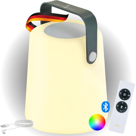 Lampe de table portable Bluetooth Haut-parleur Batterie RGB LED Lampe de chevet Extérieur Lampe de jardin Haut-parleur musical Anse 10W Résistant aux éclaboussures (1/5)