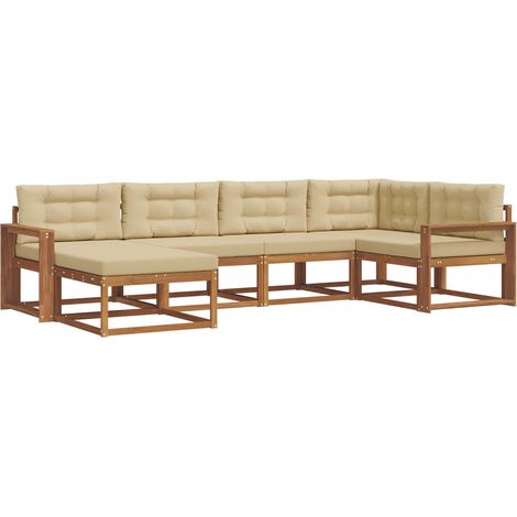 Ensemble de canapés d'extérieur 6 pcs Salon de jardin Naturel et Beige (1/5)