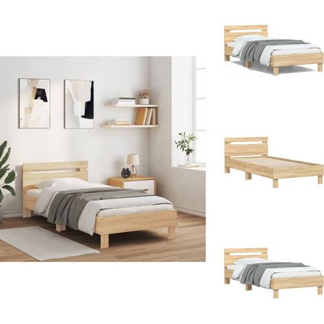 Cadre de lit sans matelas avec tête de lit 100x200 cm - Cadre De Lit - Lit Double - Lit Avec Têtedé Lit - Bois D'ingénierie - Literie (1/5)