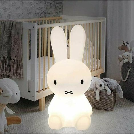 Veilleuse lapin en silicone blanc 28 cm, avec télécommande, rechargeable, lampe de nuit douce pour chambre d'enfant (1/5)