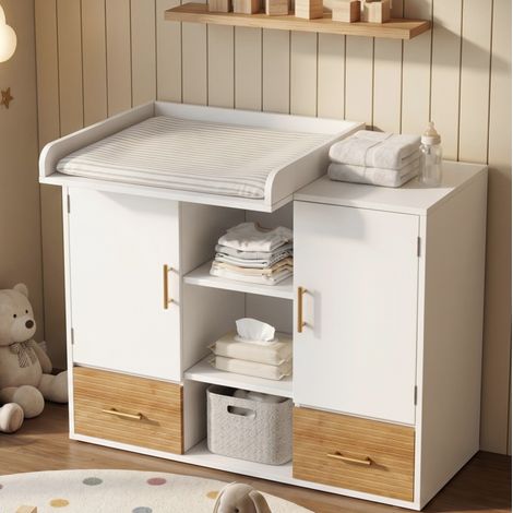 Mueble cambiador bebé con almacenaje MDF OKMYHOME (1/5)