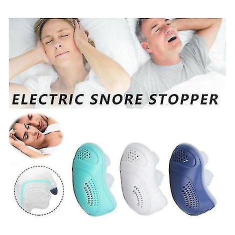 Micro-appareil électrique CPAP anti-bruit et anti-ronflement pour l'apnée du sommeil et les ronflements (Stopperblue). (1/4)