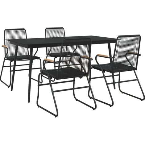 5 Piece Garden Dining Set Black PVC Rattan vidaXL (1/4)