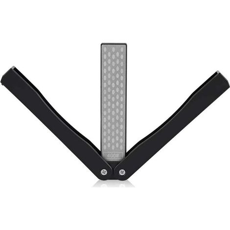 400/600 Grit Pierre à Aiguiser Diamant Double Face Aiguiseur de Couteau Pliante Pierre à Aiguiser de Poche pour L'outil D'affûtage de Cuisine Jardin Camping en Plein Air - Noir