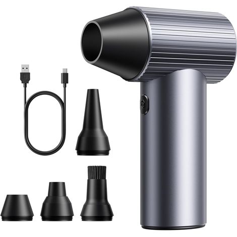 Souffleur Air Comprimé en Métal, 300000 TR/Min de Pulvérisation d’Air Comprimé avec 3 Vitesses réglables, air comprimé Nettoyage pc, souffleur Batterie pour Voiture, Maison et extérieur - Compact (1/5)