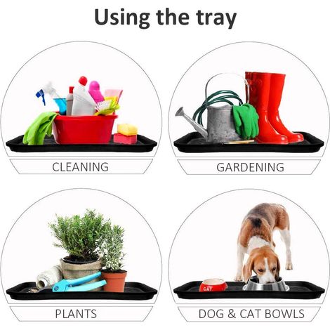 Set di 3 tappetini di base: vassoio per scarpe, tappetino per la pappa degli animali domestici, lavabile, per interni/esterni, nero, multifunzionale.
