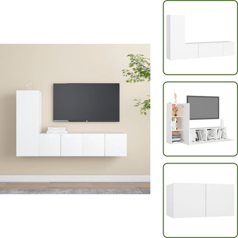 Armadio in legno - vidaXL Set Mobili Porta TV 3 pz Bianco in Legno Multistrato -