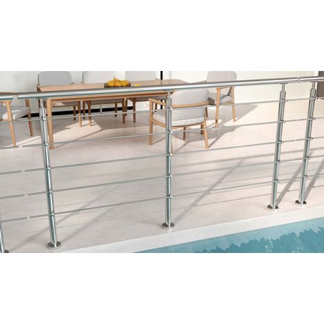 Océan Kit garde-corps inox304 200cm (5 traverses + main courante) pour balcons/terrasses. Usage intérieur/extérieur, résiste aux intempéries (1/5)