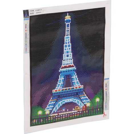 Décoration murale minimaliste moderne pour salon, tableau sans cadre représentant la Tour Eiffel en diamant. (1/5)