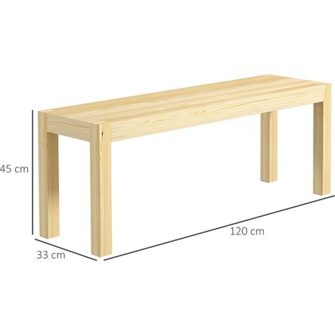 Banc en bois massif, banc de cuisine 3 places, 120 cm x 33 cm x 45 cm, naturel (1/5)