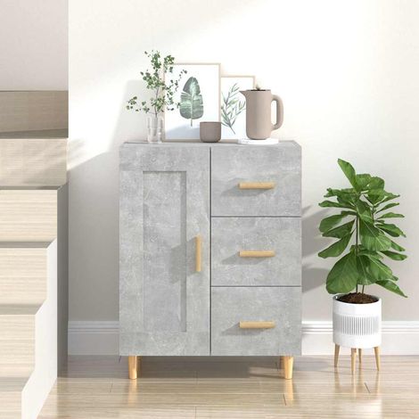 Buffet - Armoire de rangement Enfilade Gris béton 69,5x34x90 cm Bois d'ingénierie BV153638 - BonneVie (1/5)