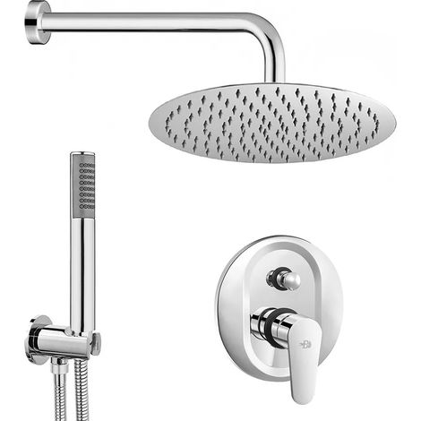 Set doccia completo tondo cromato Lizzy con soffione 20 cm e kit doccia incasso (1/5)