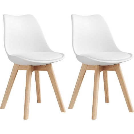 Lot de 2 chaises de salle à manger, pieds en bois massif, dossier en polyester et éponge - 44x39x76 cm, Confort et design élégant -MB